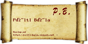 Pöltl Béla névjegykártya
