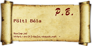 Pöltl Béla névjegykártya